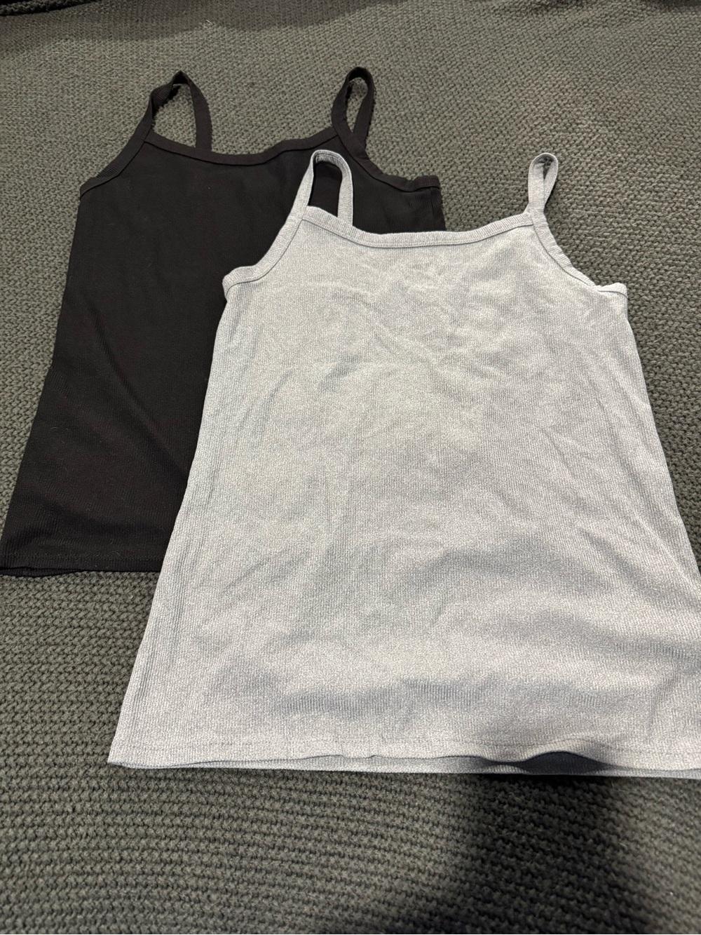 Four Basic Spaghetti Strap Tank Tops - Black, Heather Gray, Red & Olive